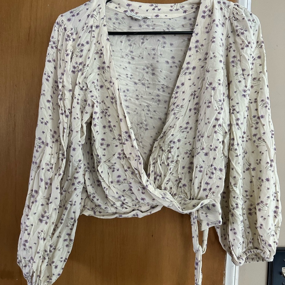 Floral Cream Wrap Top